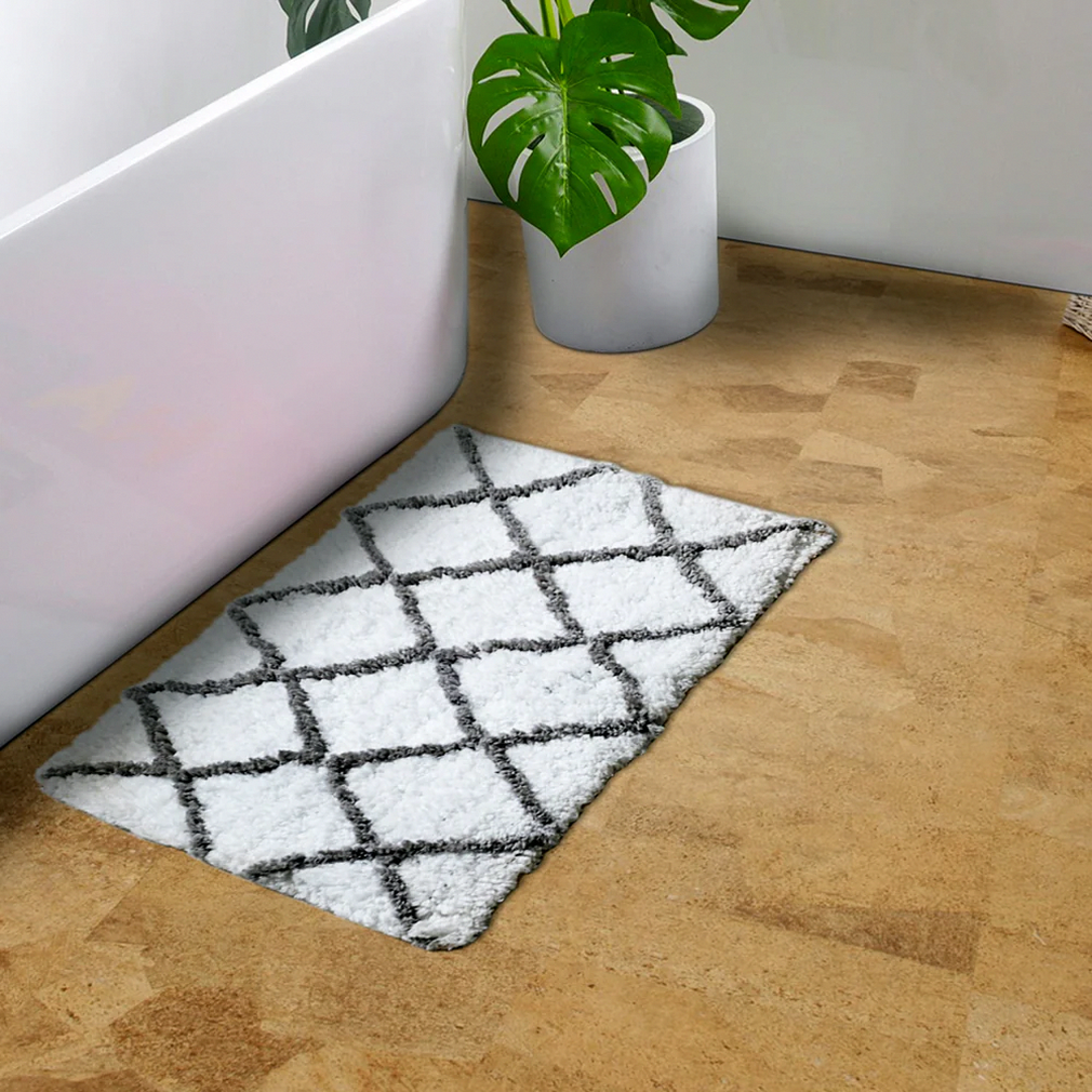 Schnelltrocknende Badematte Weiß